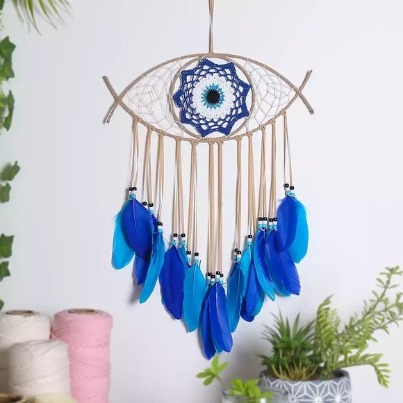 Sarrah Other - New Positive Energy Evil Eye Dreamcatcher Feather Wall Hanging